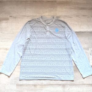 ​AT&T Employee Uniform Long Sleeve Henley Shirt Men's XL Gray Striped Corporate